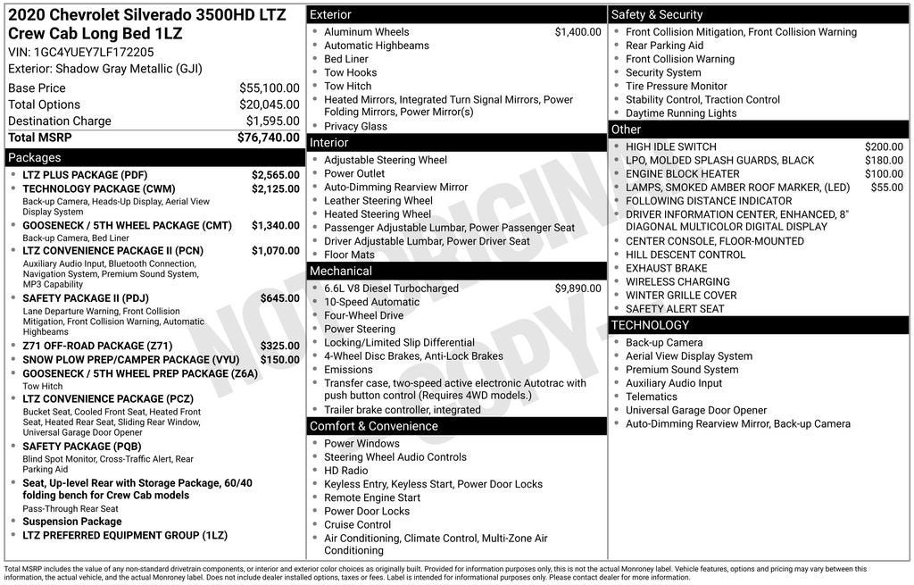 chevrolet silverado 3500hd 2020 1GC4YUEY7LF172205 image chevrolet silverado 3500hd 2020 1GC4YUEY7LF172205 image